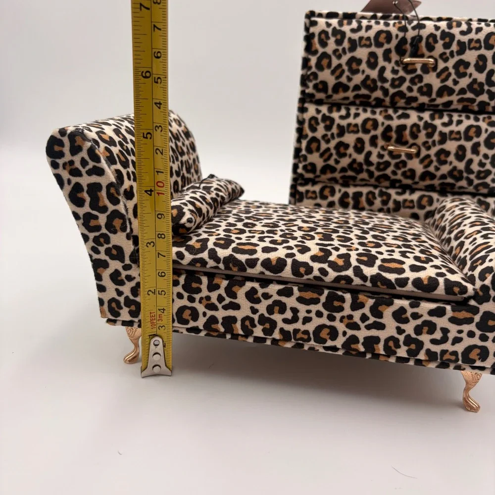 Willow & Riley Leopard Print Miniature Bed and Dresser Jewelry Box Set 2pc NEW